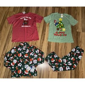 NEW‎ Super Mario Peanuts Charlie Brown Christmas Lot Boys Sz 10/12 Sports Pjs